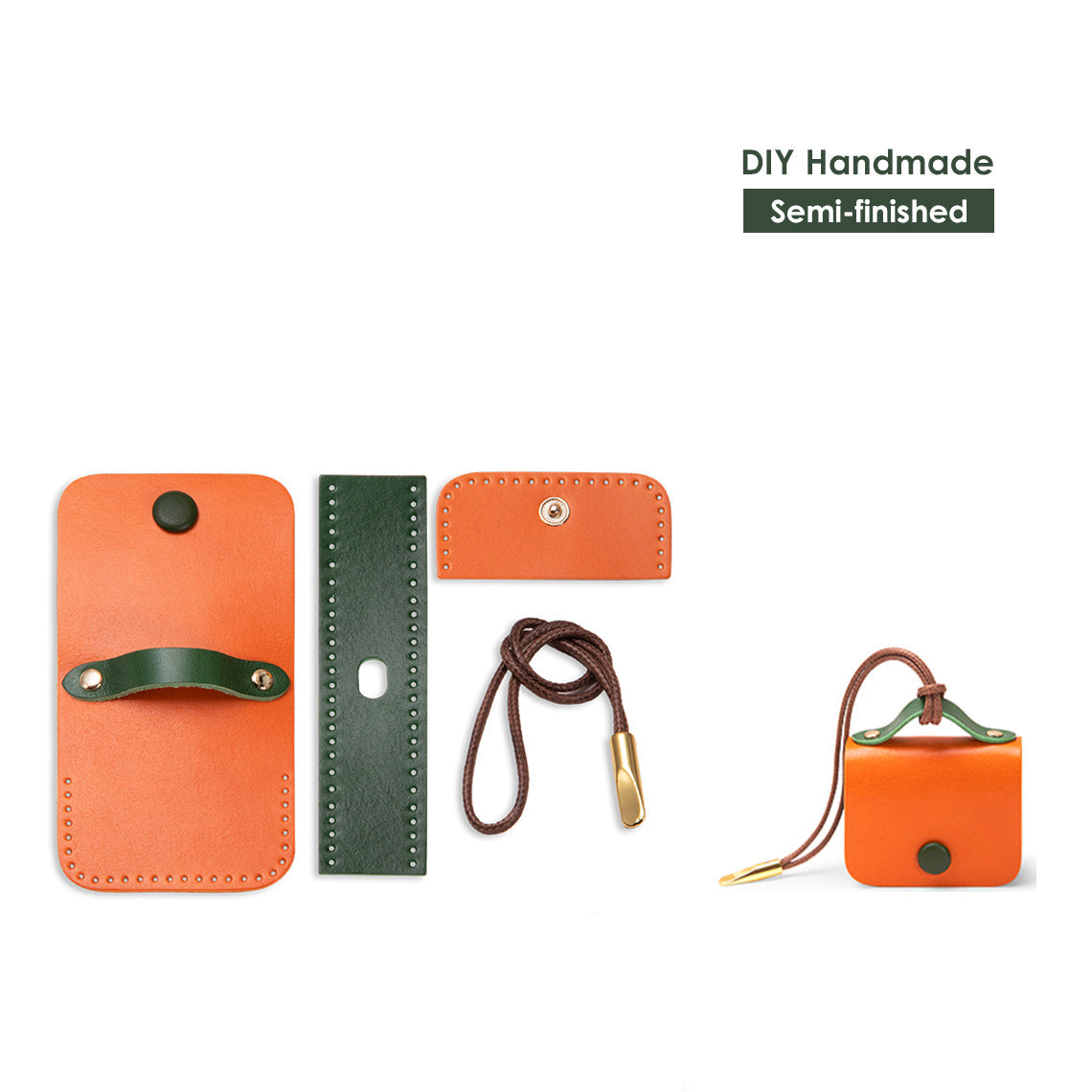 CUCUBIRD Full Grain Leather Bi-color AirPods 1/2/3 Pro Holder DIY Kits AirPods 3 / Orange 