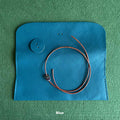 CUCUBIRD Full Grain Leather Drawstring Pen Case DIY Kits Blue 