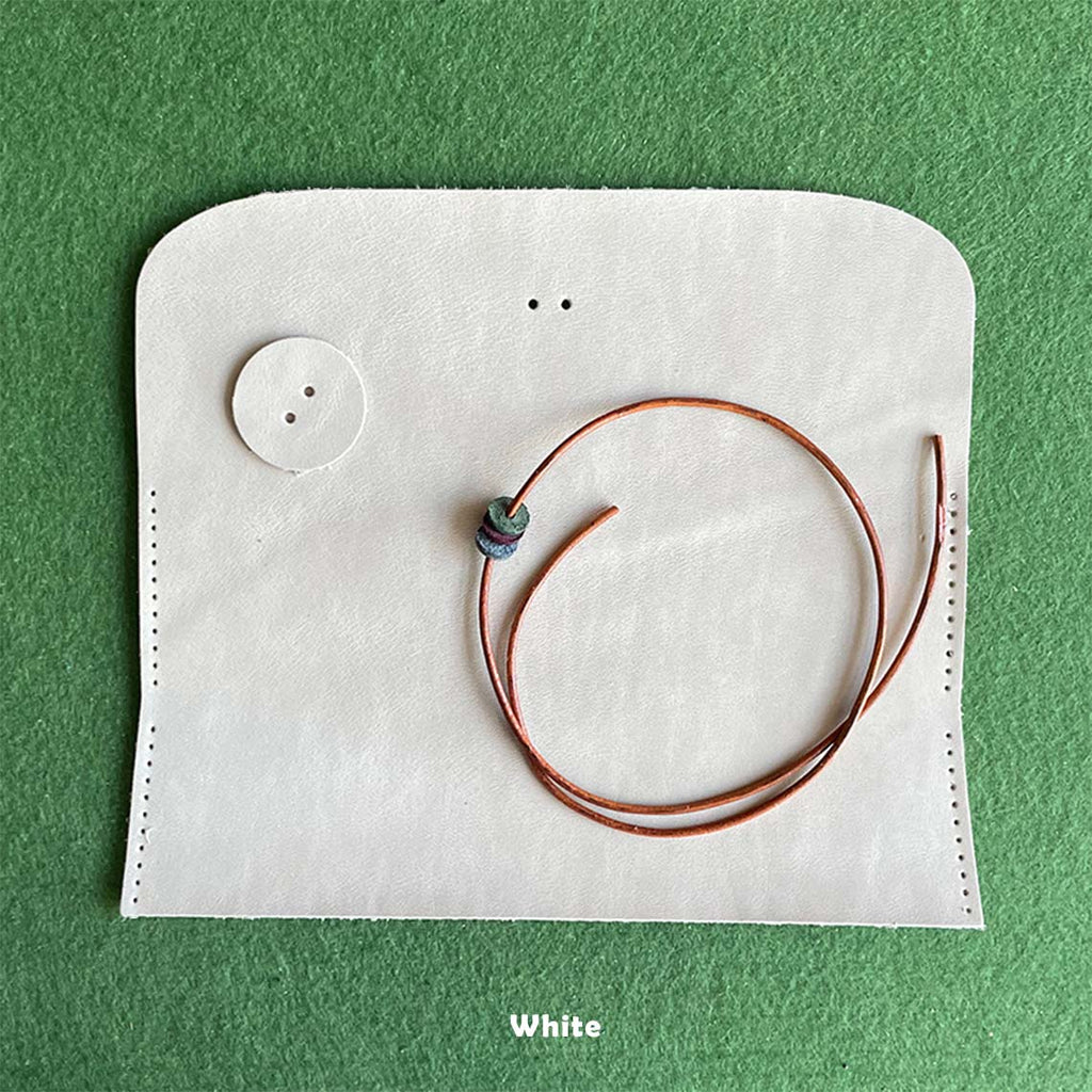 CUCUBIRD Full Grain Leather Drawstring Pen Case DIY Kits White 