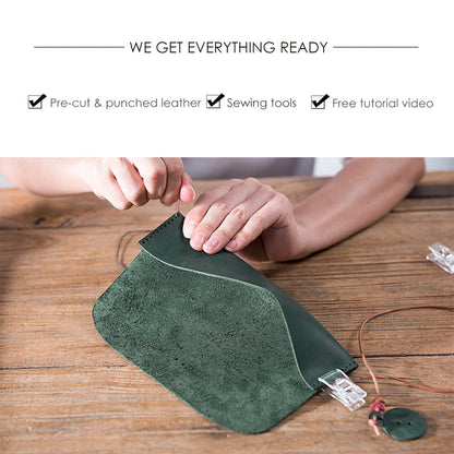 Full Grain Leather Drawstring Pen Case DIY Kits - CUCUBIRD