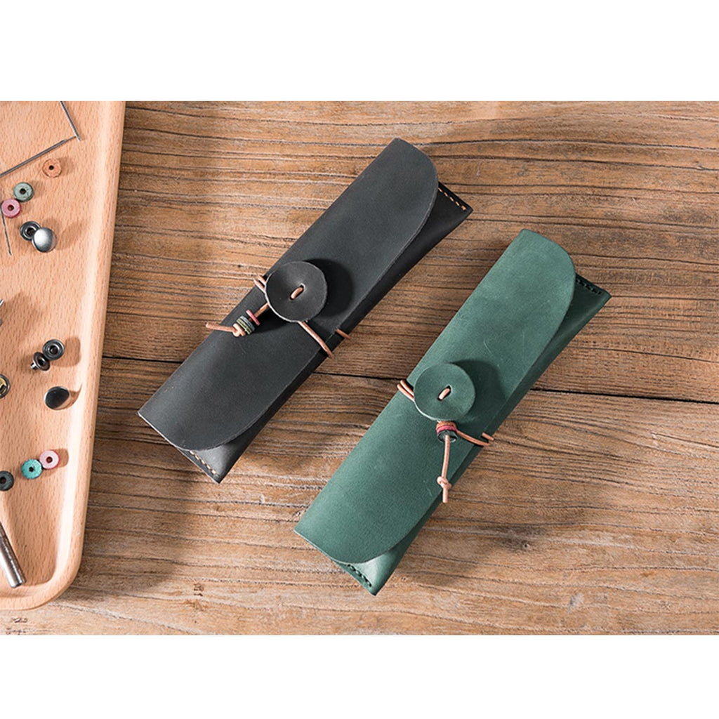 CUCUBIRD Full Grain Leather Drawstring Pen Case DIY Kits  