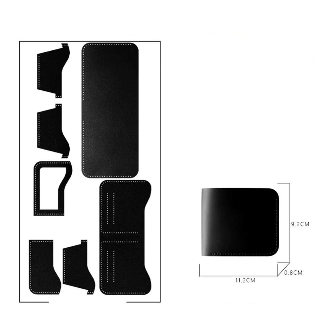 CUCUBIRD Crazy Horse Leather Men Compact Wallet DIY Kits Black Waxy Leather - Style B 