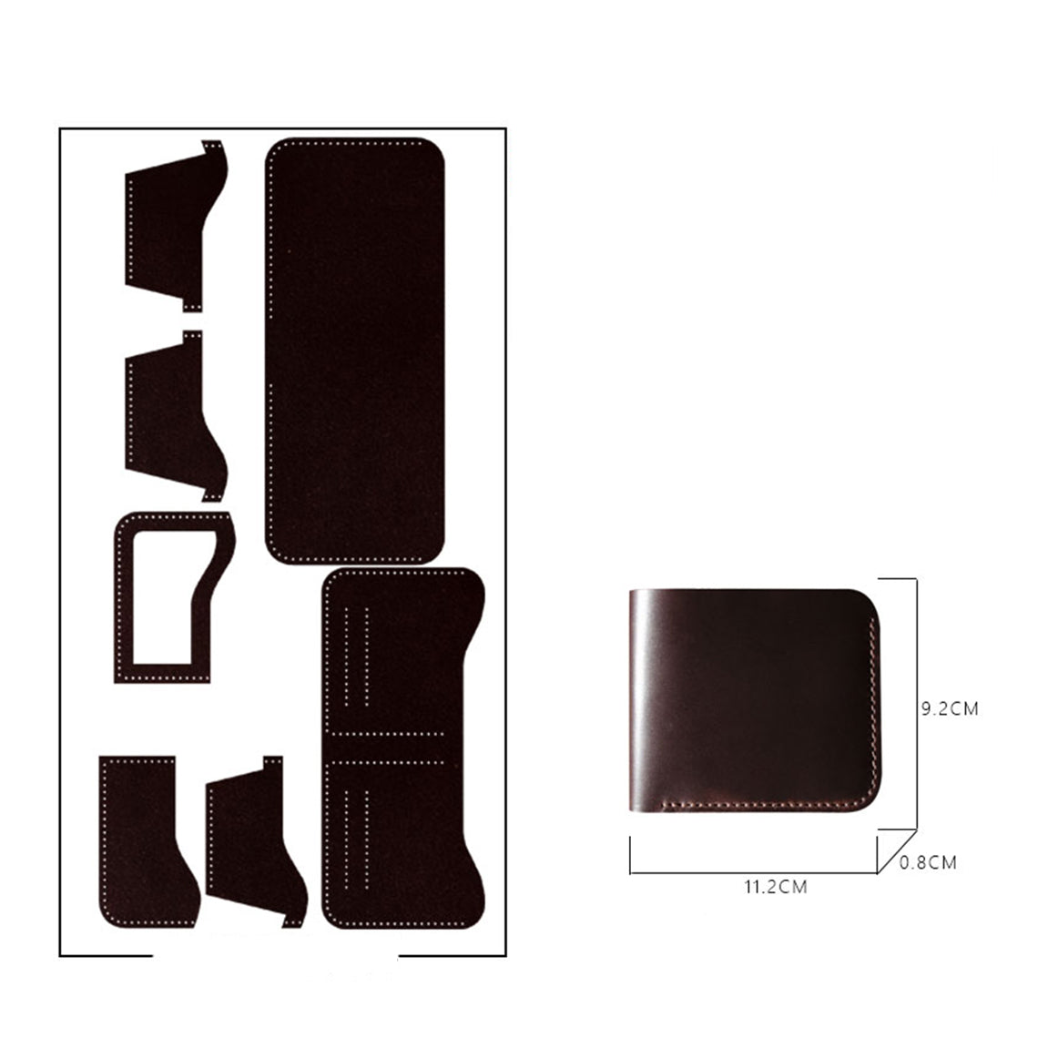 CUCUBIRD Crazy Horse Leather Men Compact Wallet DIY Kits Brown Waxy Leather - Style B 