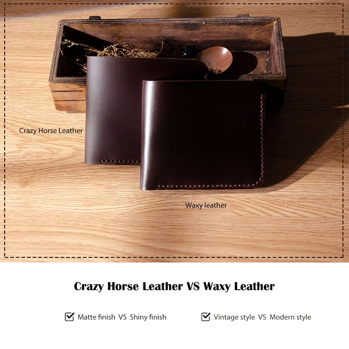 Crazy Horse Leather Men Compact Wallet DIY Kits - CUCUBIRD