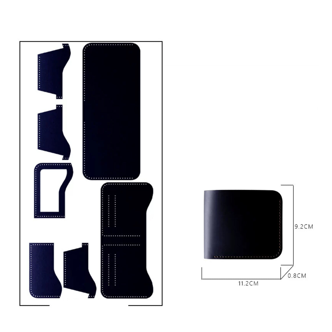 CUCUBIRD Crazy Horse Leather Men Compact Wallet DIY Kits Blue Crazy Horse Leather - Style B 