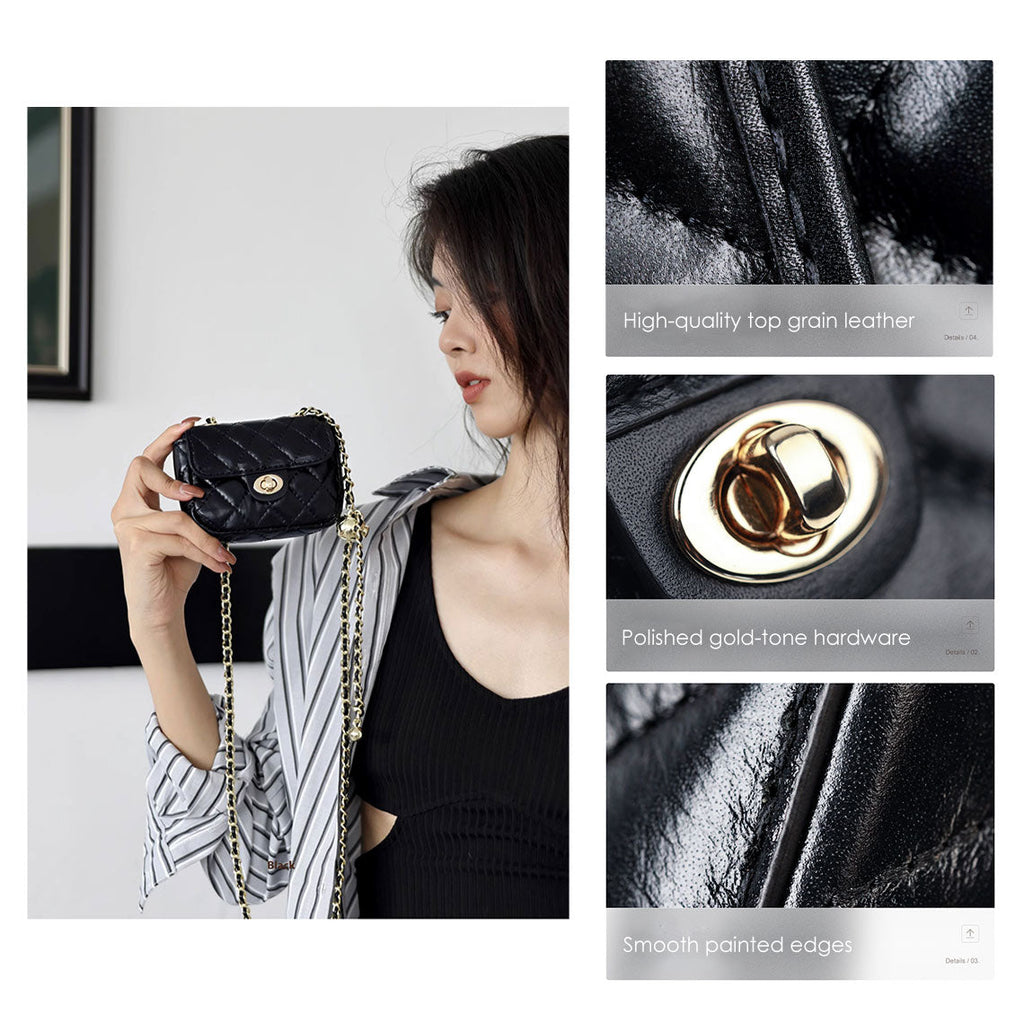 CUCUBIRD Top Grain Leather Quilted Lipstick Pouch DIY Kits  