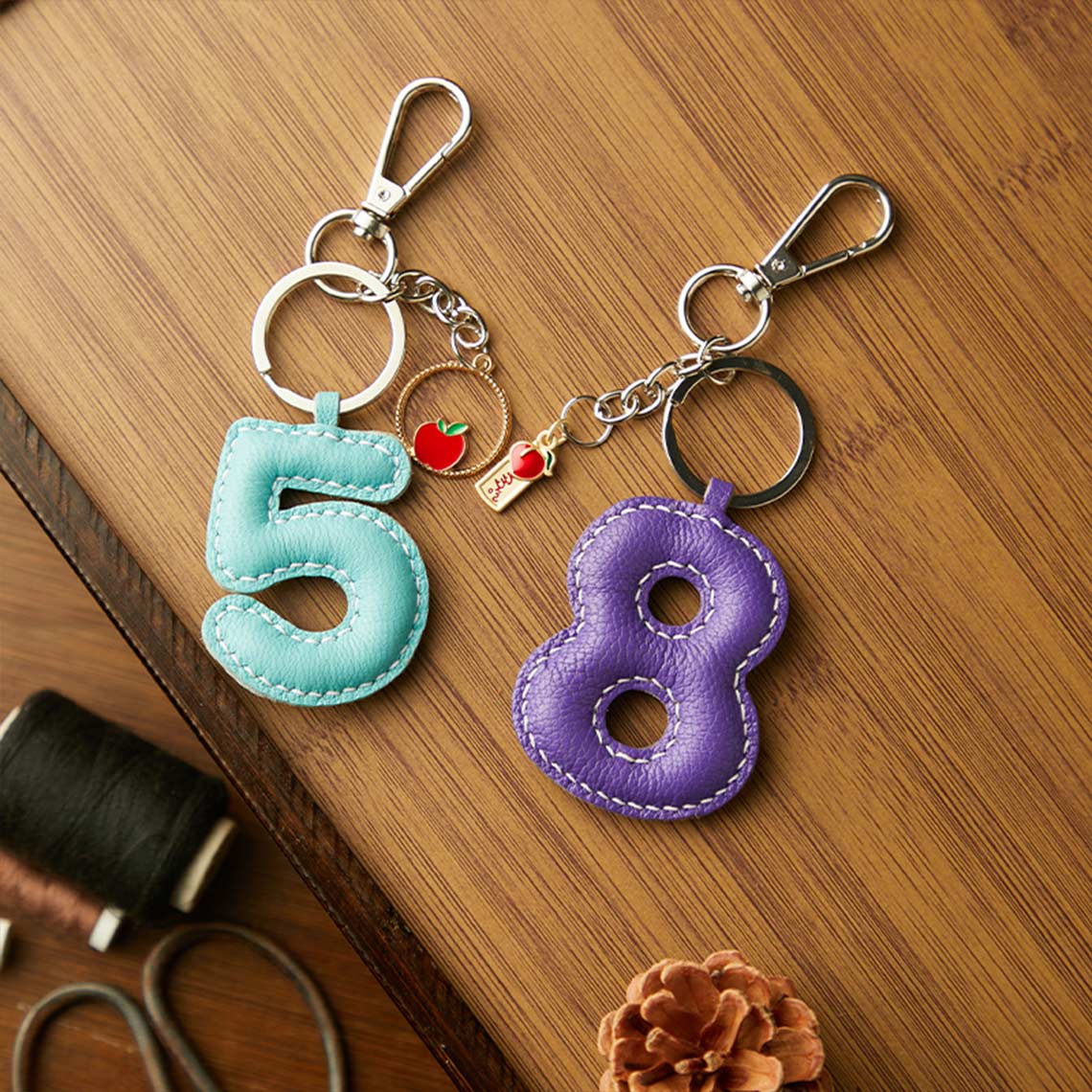 Sheep Leather Lucky Number Keychain DIY Kits - CUCUBIRD