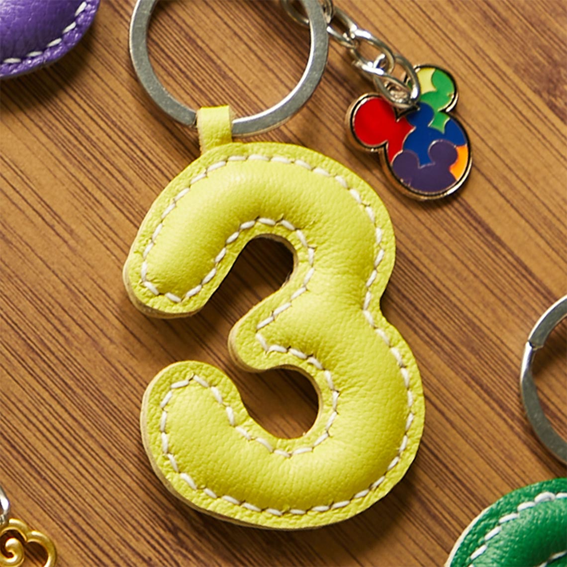 CUCUBIRD Sheep Leather Lucky Number Keychain DIY Kits 3 
