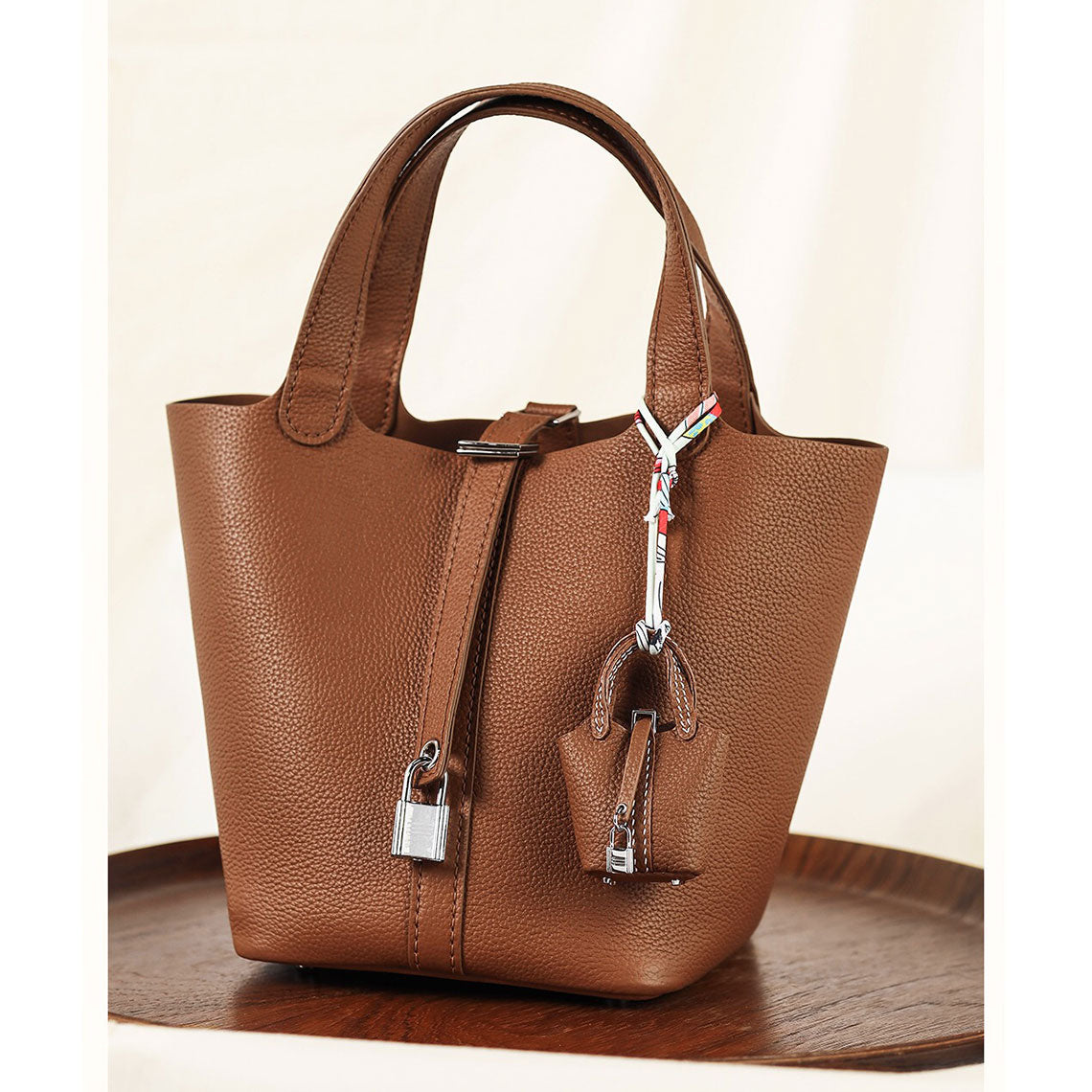 Top Grain Leather Picotin Lock Bag Charm DIY Kit