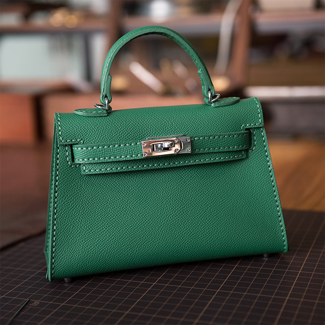 CUCUBIRD Top Grain Leather Inspired Sellier Kylie Bag DIY Kit Green - Mini 