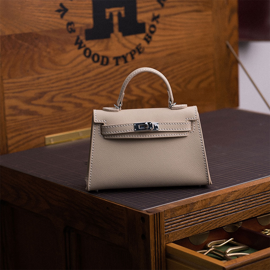 CUCUBIRD Top Grain Leather Inspired Sellier Kylie Bag DIY Kit Creamy White - Mini 