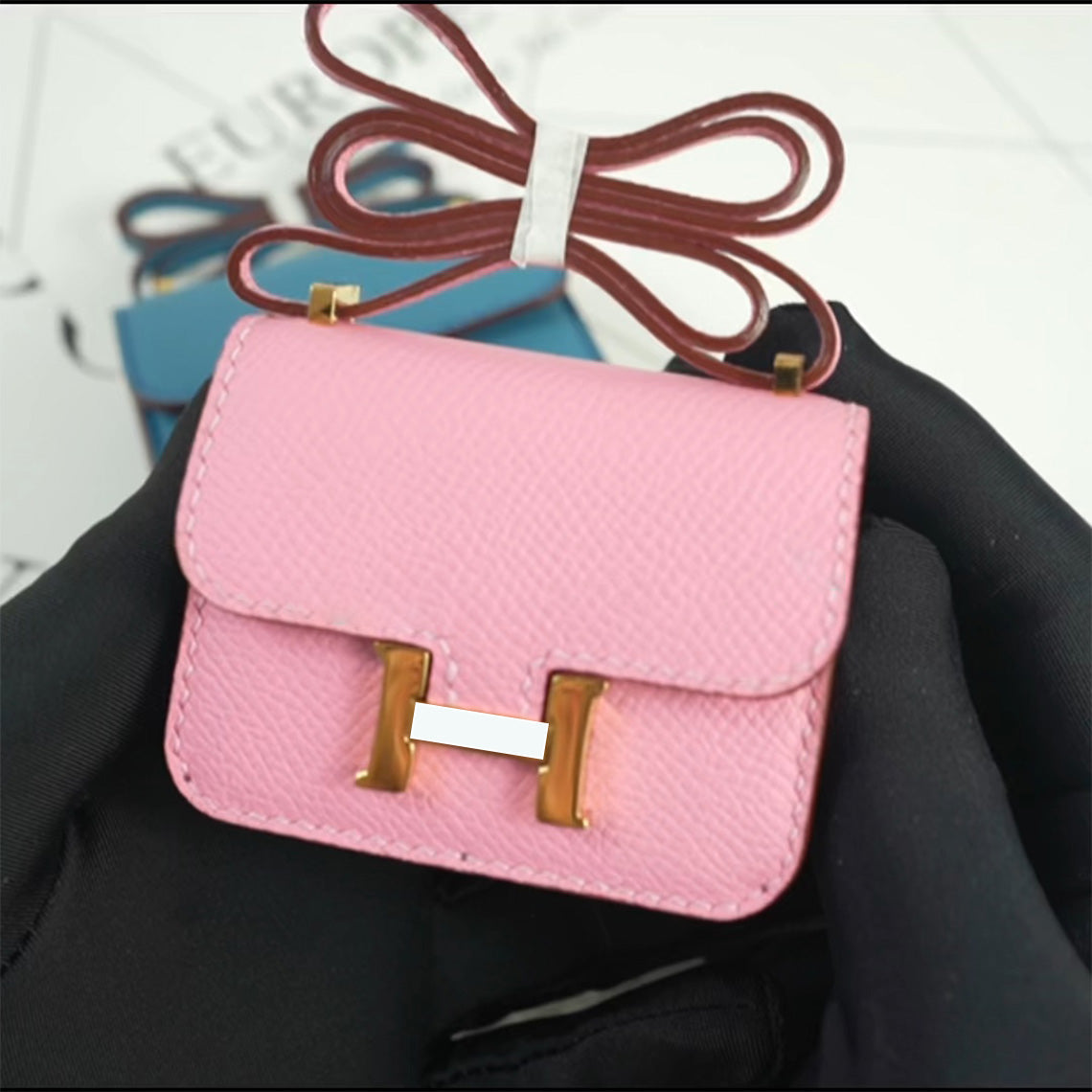 CUCUBIRD Full Grain Leather Tofu Constance Bag Charm DIY Kits Pink 