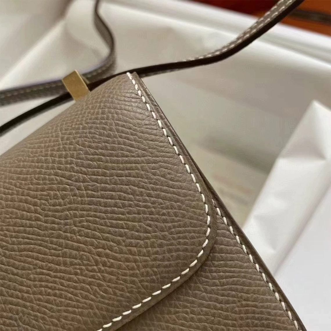 CUCUBIRD Full Grain Leather Tofu Constance Bag Charm DIY Kits Taupe 