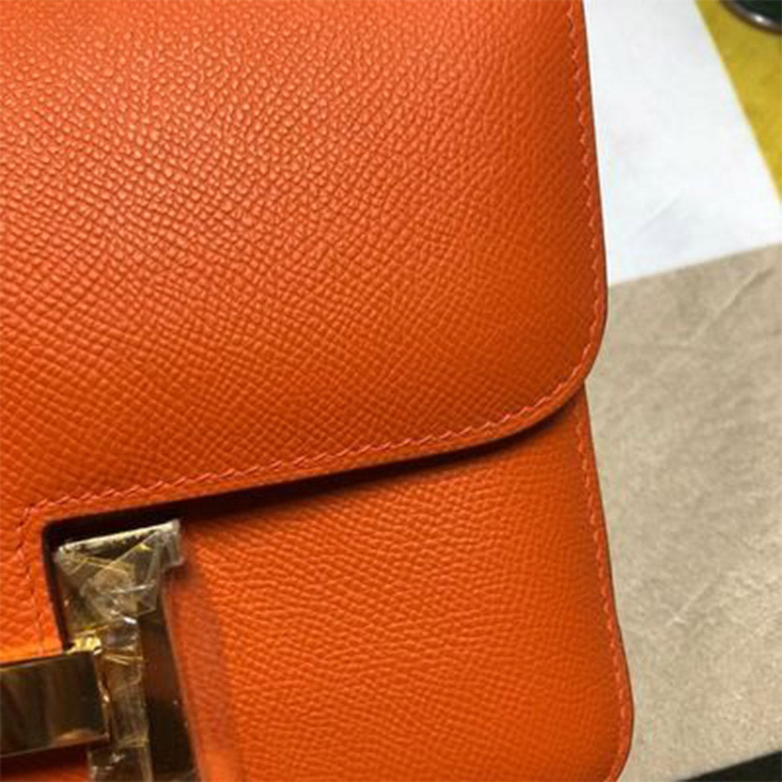 CUCUBIRD Full Grain Leather Tofu Constance Bag Charm DIY Kits Orange 