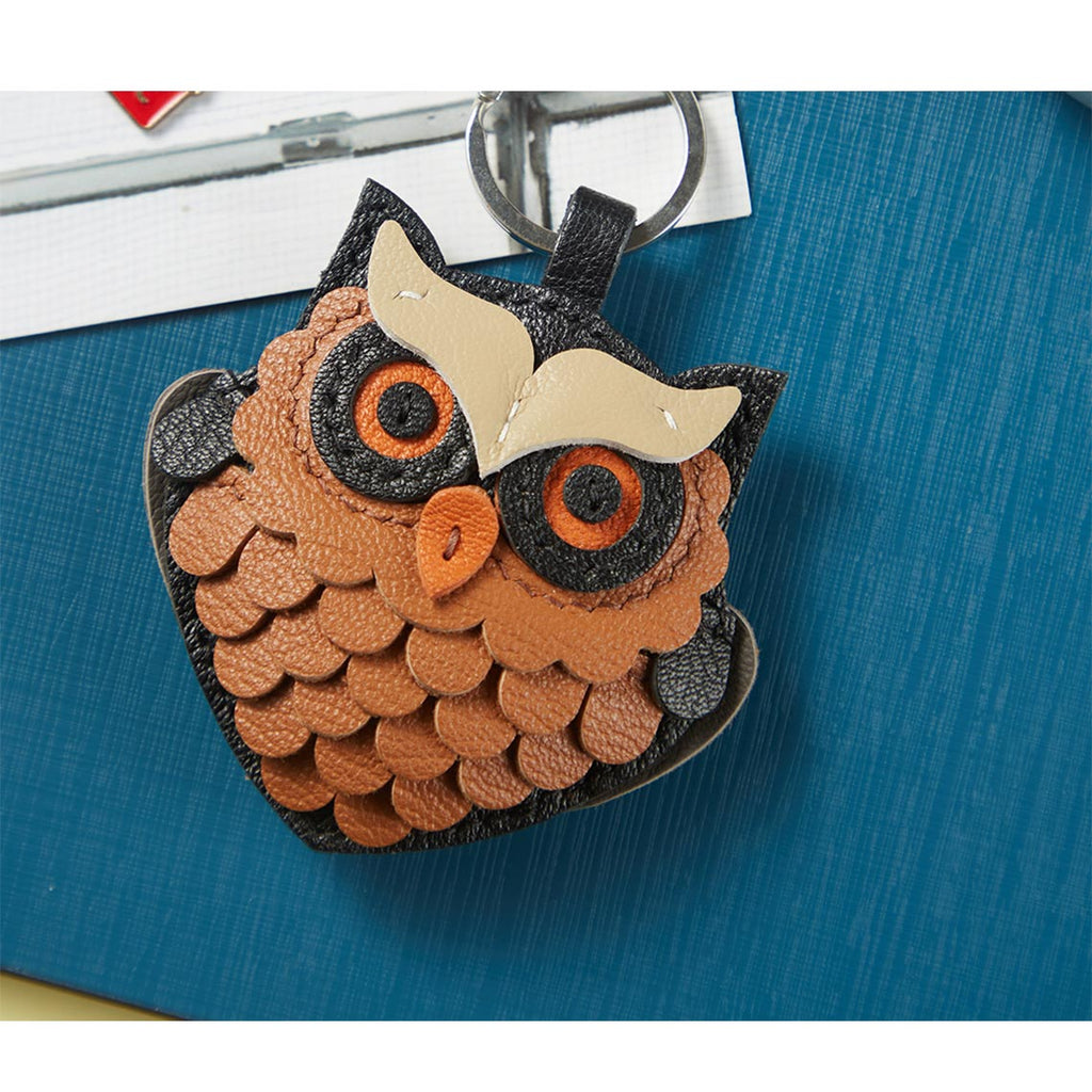 CUCUBIRD Sheep Leather Flaco Owl Keychain DIY Kits  