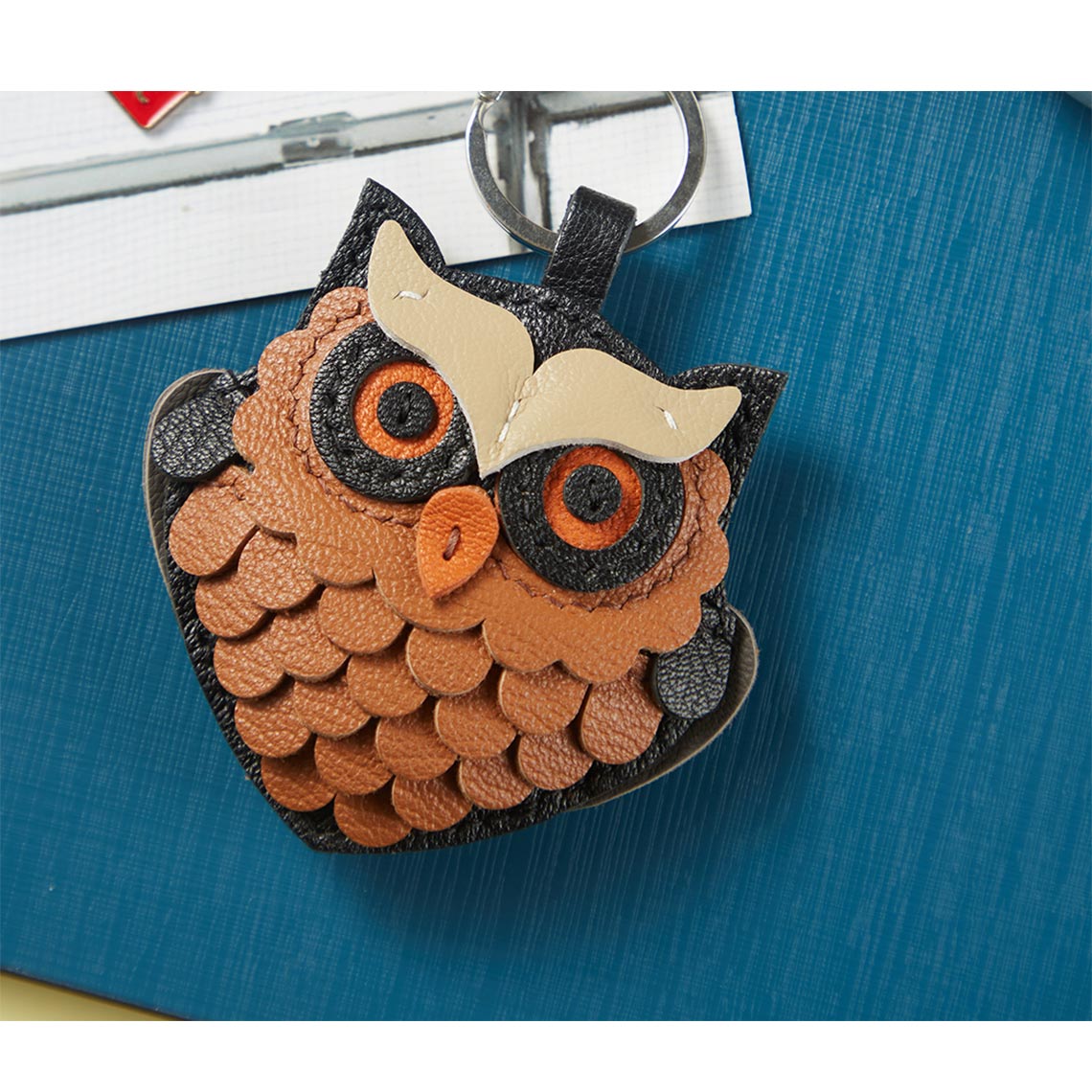 CUCUBIRD Sheep Leather Flaco Owl Keychain DIY Kits  