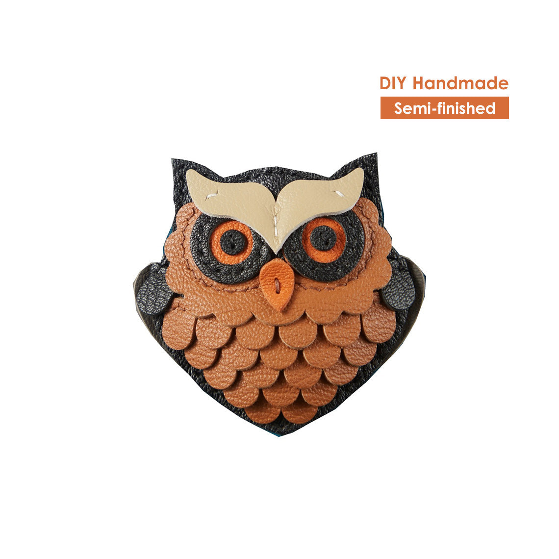 CUCUBIRD Sheep Leather Flaco Owl Keychain DIY Kits Brown 
