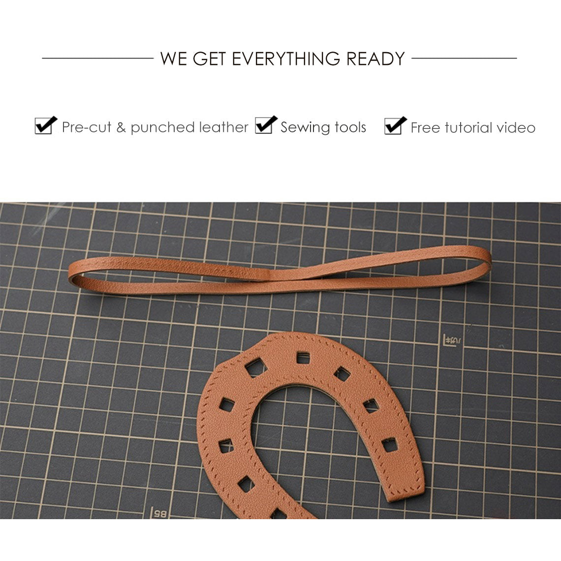 Full Grain Leather Paddock Horseshoe Bag Charm DIY Kit - CUCUBIRD