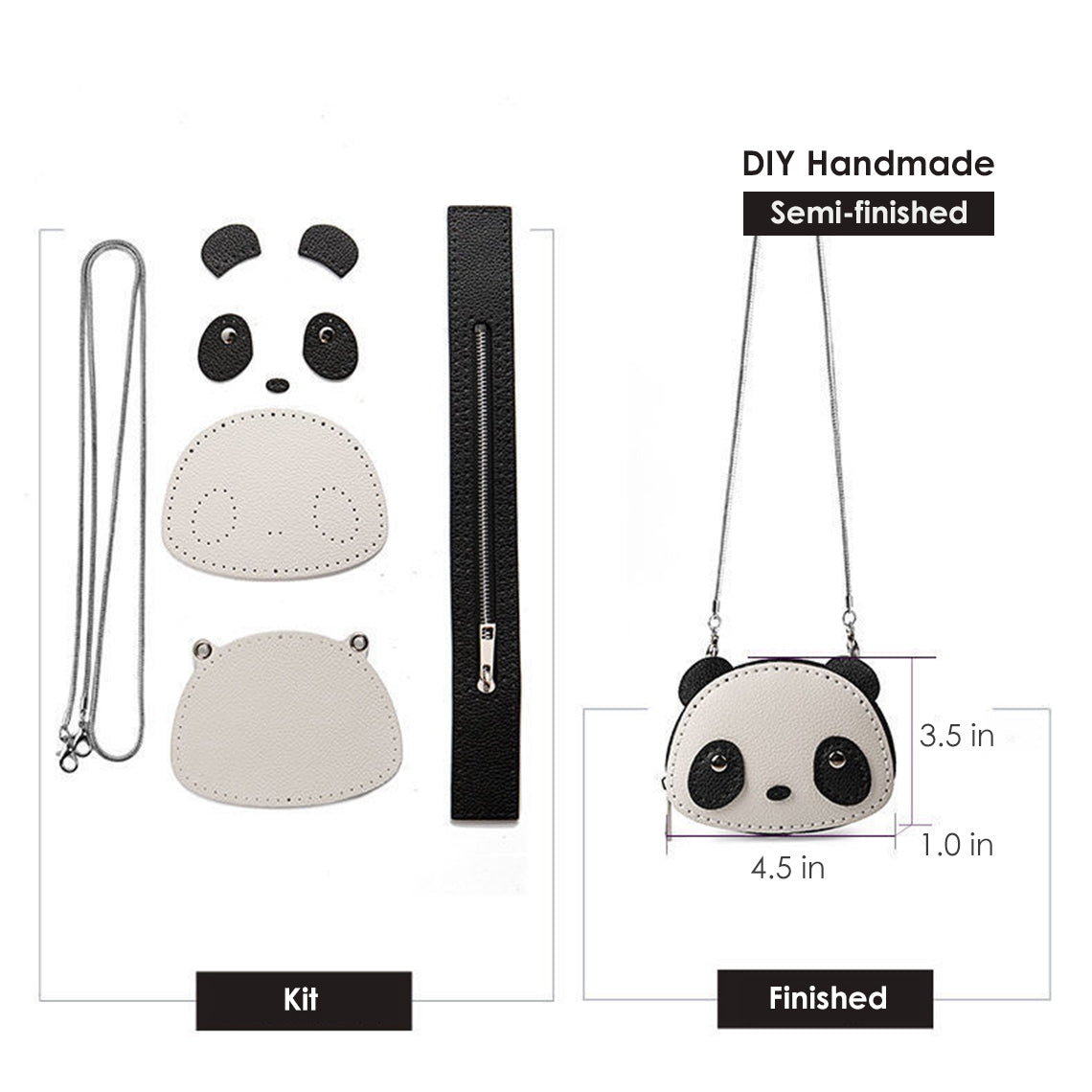 Kit de bricolage de sac à main portefeuille en cuir Panda 