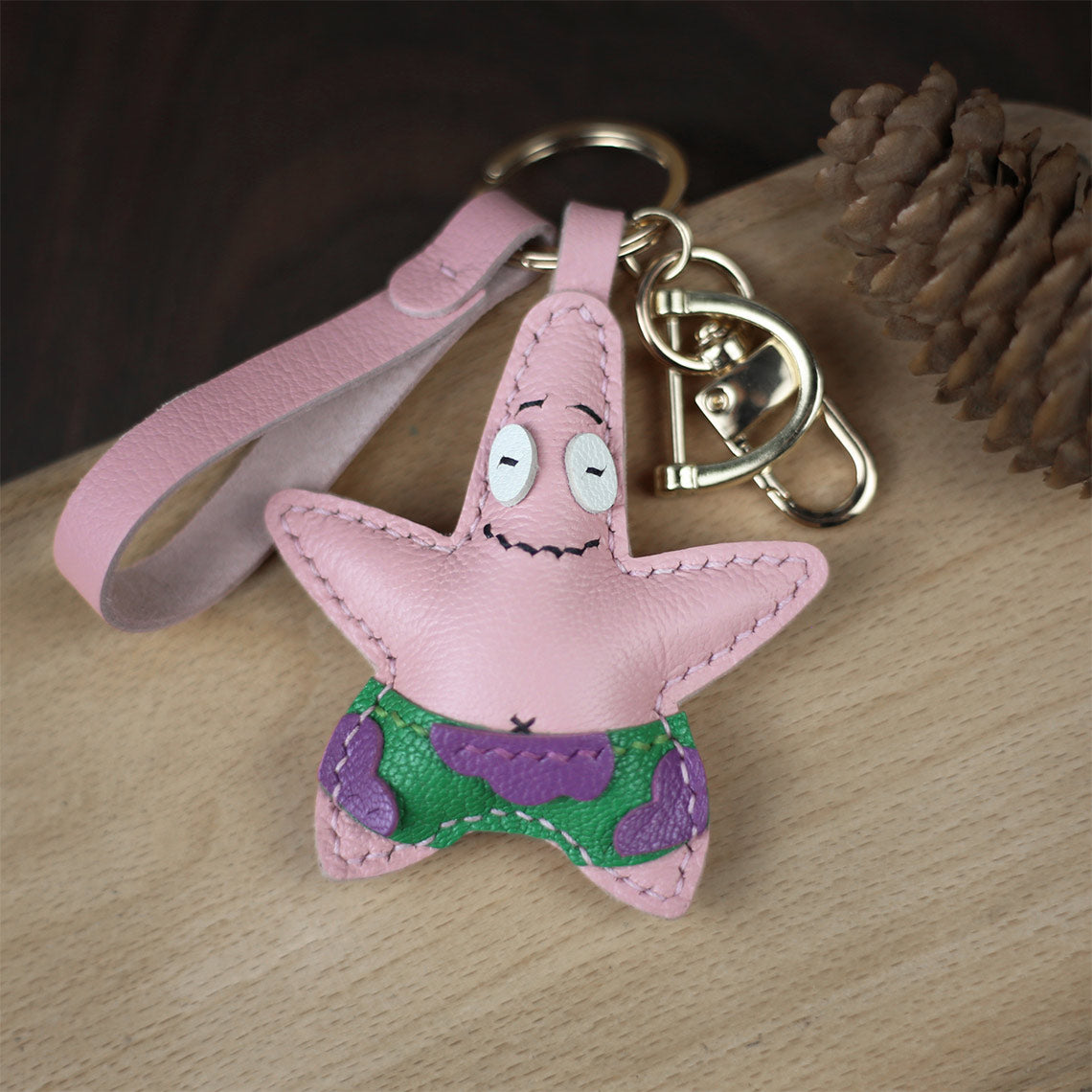 CUCUBIRD Leather Patrick Star Keychain DIY Kit Keychain 