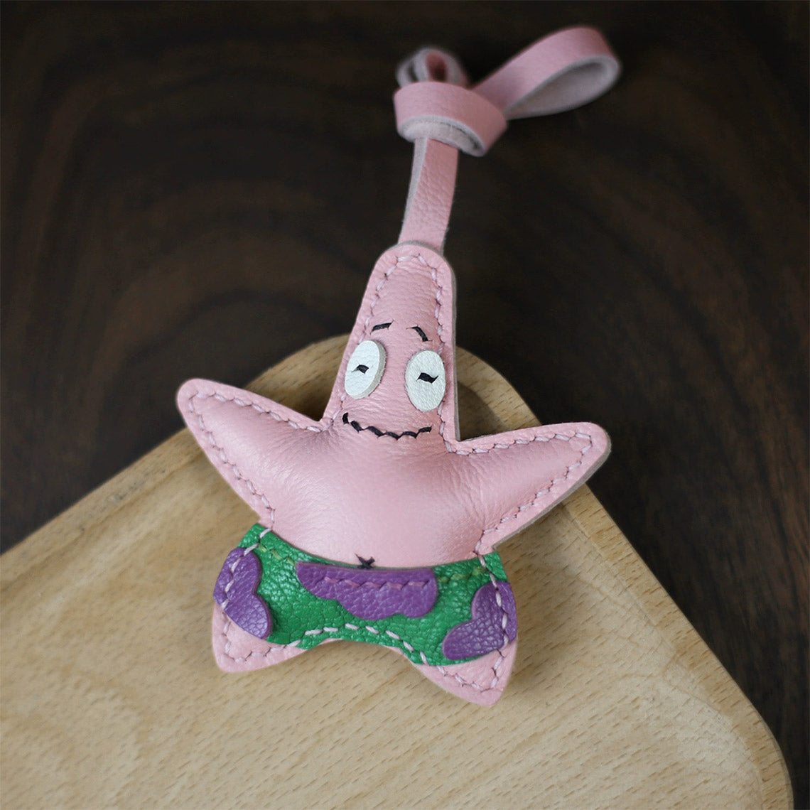 CUCUBIRD Leather Patrick Star Keychain DIY Kit Charm 