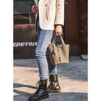 CUCUBIRD Top Grain Leather Lady Picotin Lock Totes Bag DIY Kit  