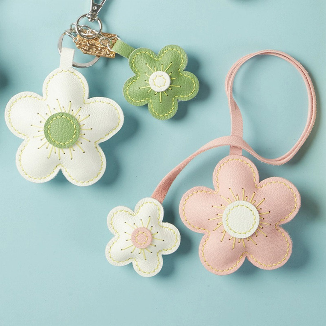 CUCUBIRD Sheep Leather Flowers Charm DIY Kits Pink 