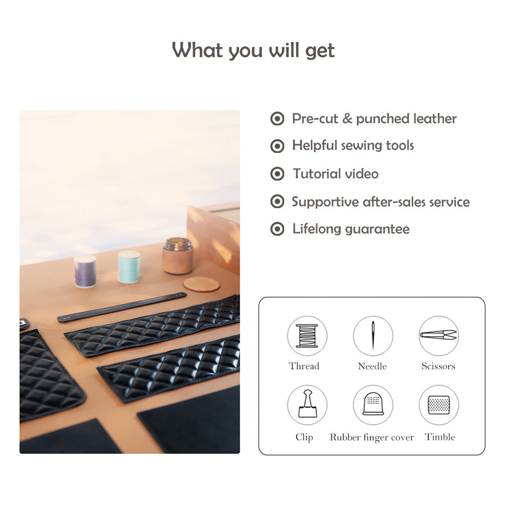 CUCUBIRD Top Grain Leather Quilting Backpack DIY Kits  