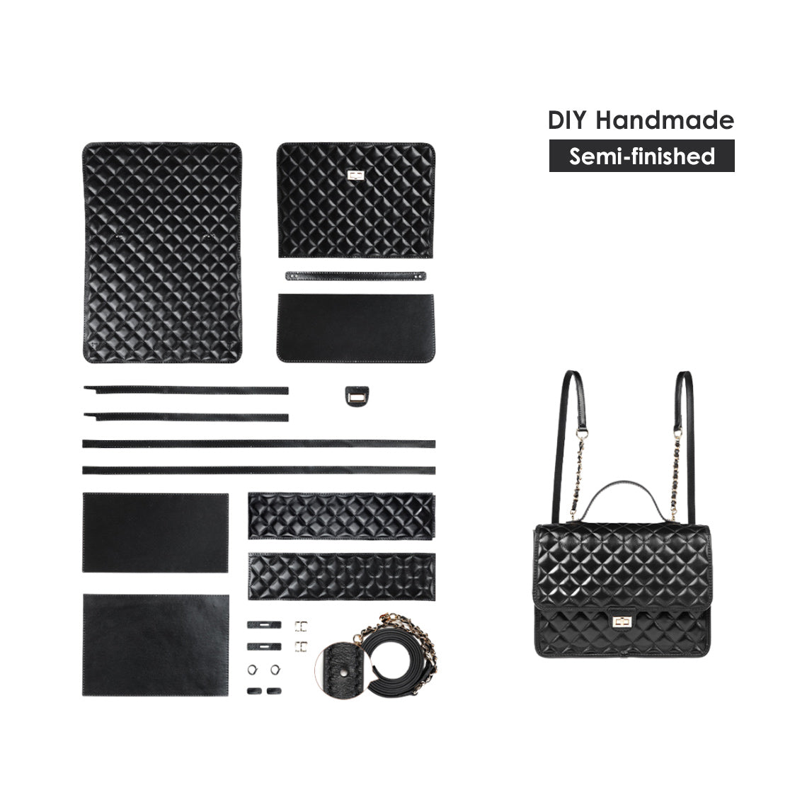 CUCUBIRD Top Grain Leather Quilting Backpack DIY Kits  