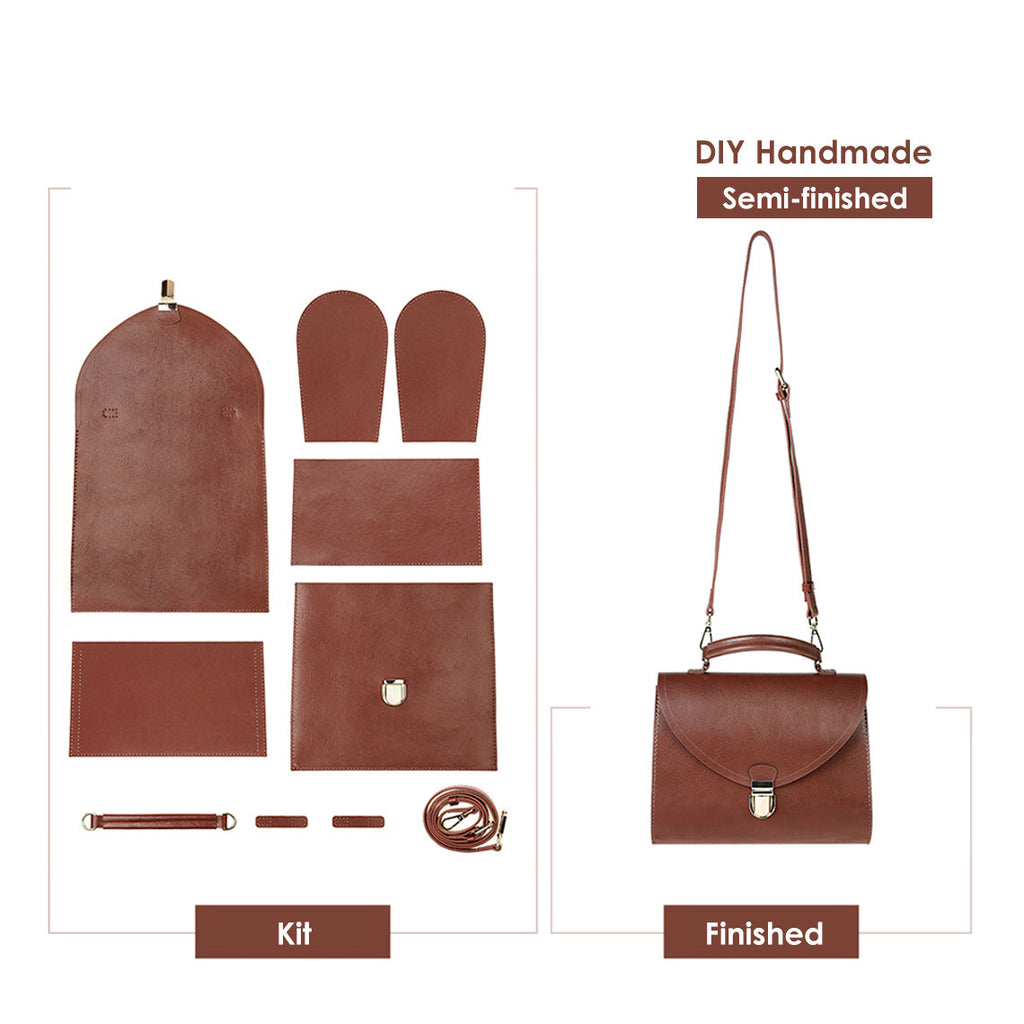CUCUBIRD Leather Vintage Top Handle Crossbody Bag DIY Kit  