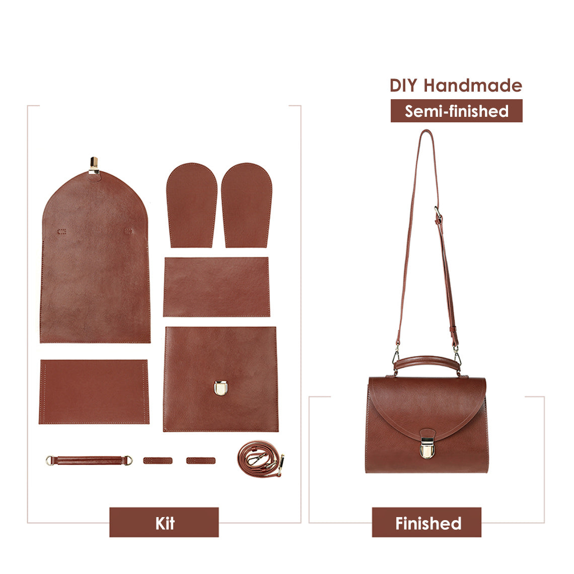 Leather Vintage Top Handle Crossbody Bag DIY Kit - CUCUBIRD