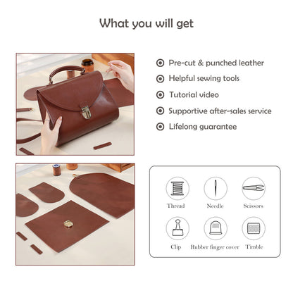 Leather Vintage Top Handle Crossbody Bag DIY Kit - CUCUBIRD