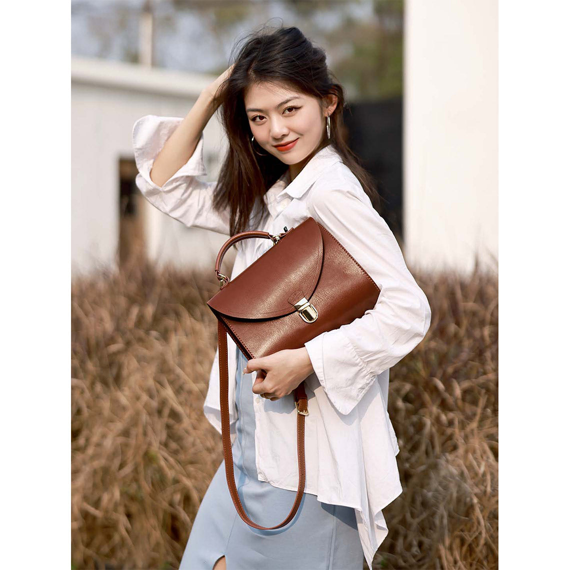 CUCUBIRD Leather Vintage Top Handle Crossbody Bag DIY Kit  