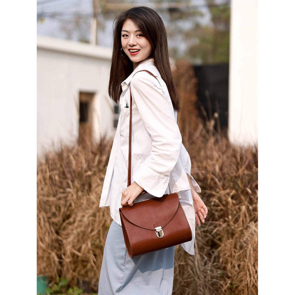 CUCUBIRD Leather Vintage Top Handle Crossbody Bag DIY Kit  