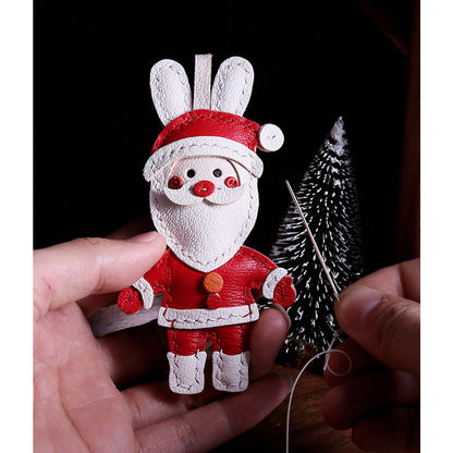 Sheep Leather Christmas Santa Keychain DIY Kits - CUCUBIRD