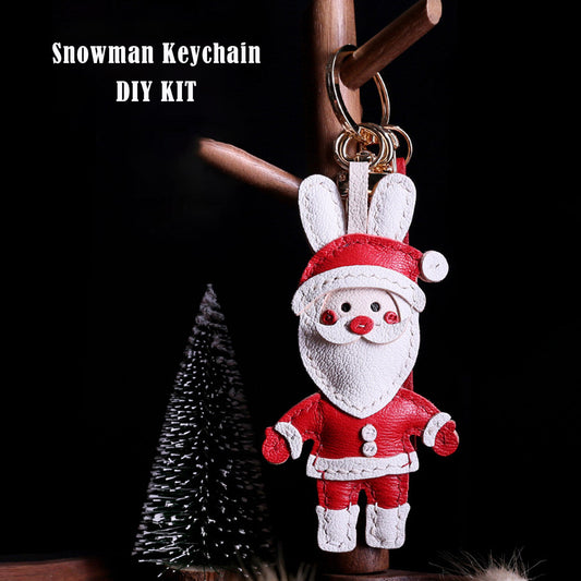 Sheep Leather Christmas Santa Keychain DIY Kits - CUCUBIRD