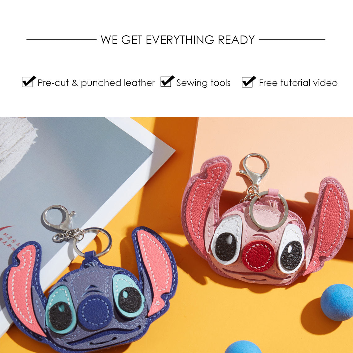 Leather Stitch & Angel Keychain DIY Kit