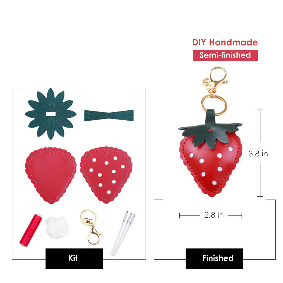 CUCUBIRD Leather Strawberry Keychain DIY Kit  