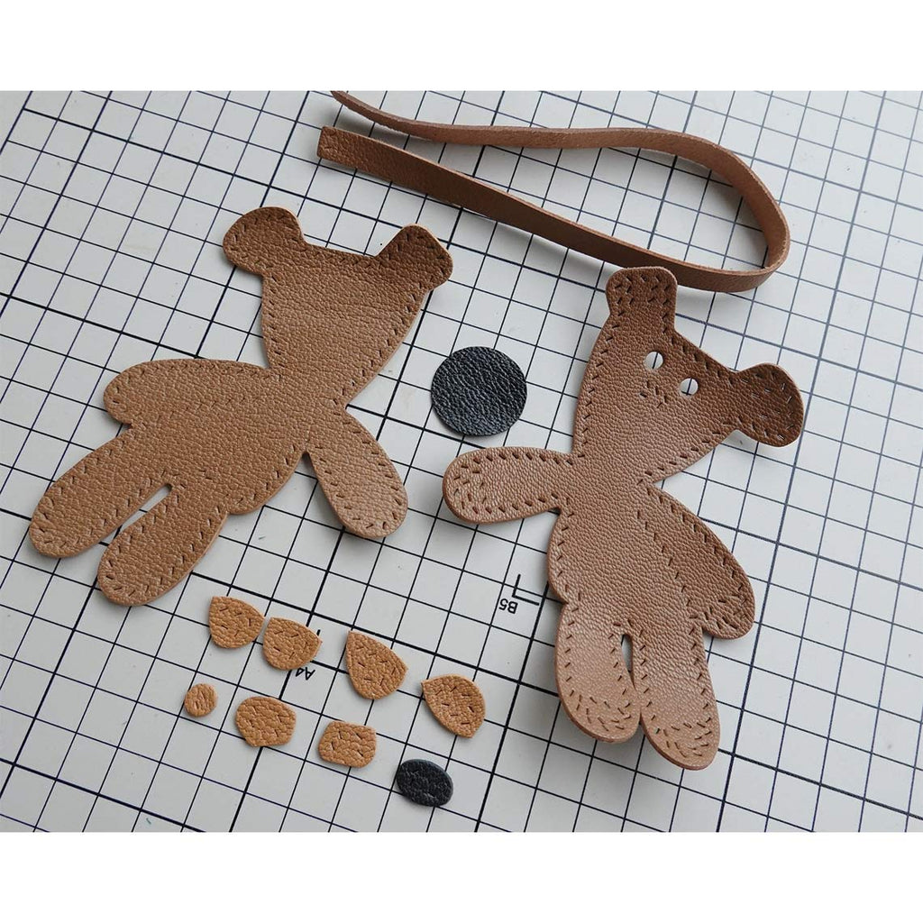 CUCUBIRD Leather Mr Bean Teddy Bear Charm DIY Kits  