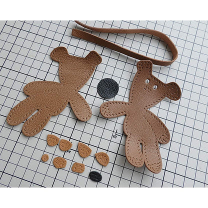 Leather Mr Bean Teddy Bear Charm DIY Kits - CUCUBIRD