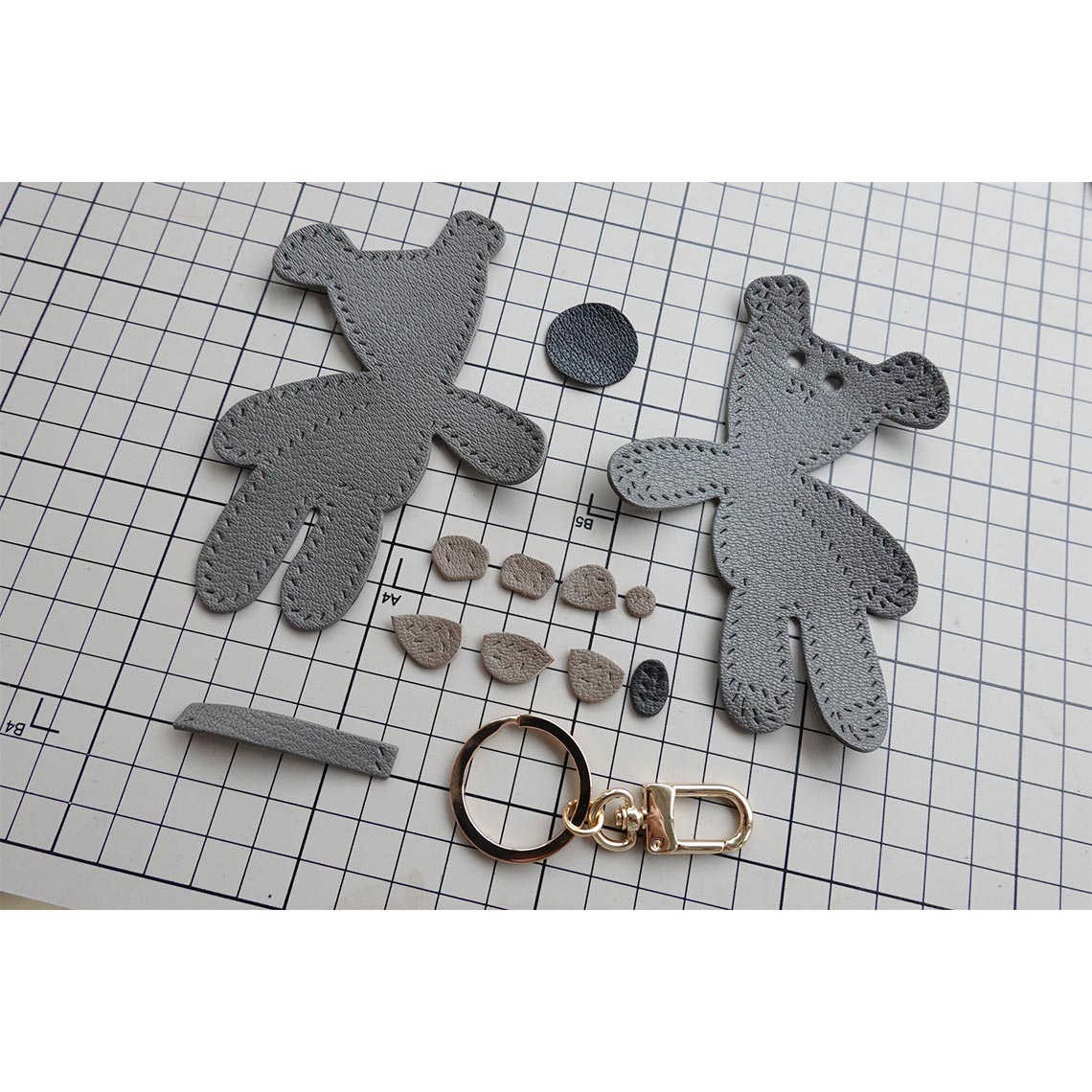 Leather Mr Bean Teddy Bear Charm DIY Kits - CUCUBIRD