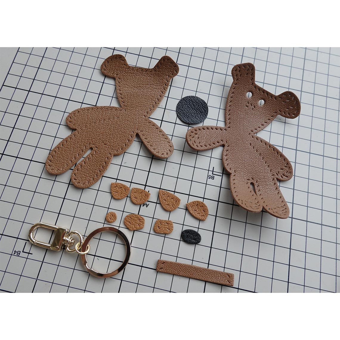 Leather Mr Bean Teddy Bear Charm DIY Kits - CUCUBIRD