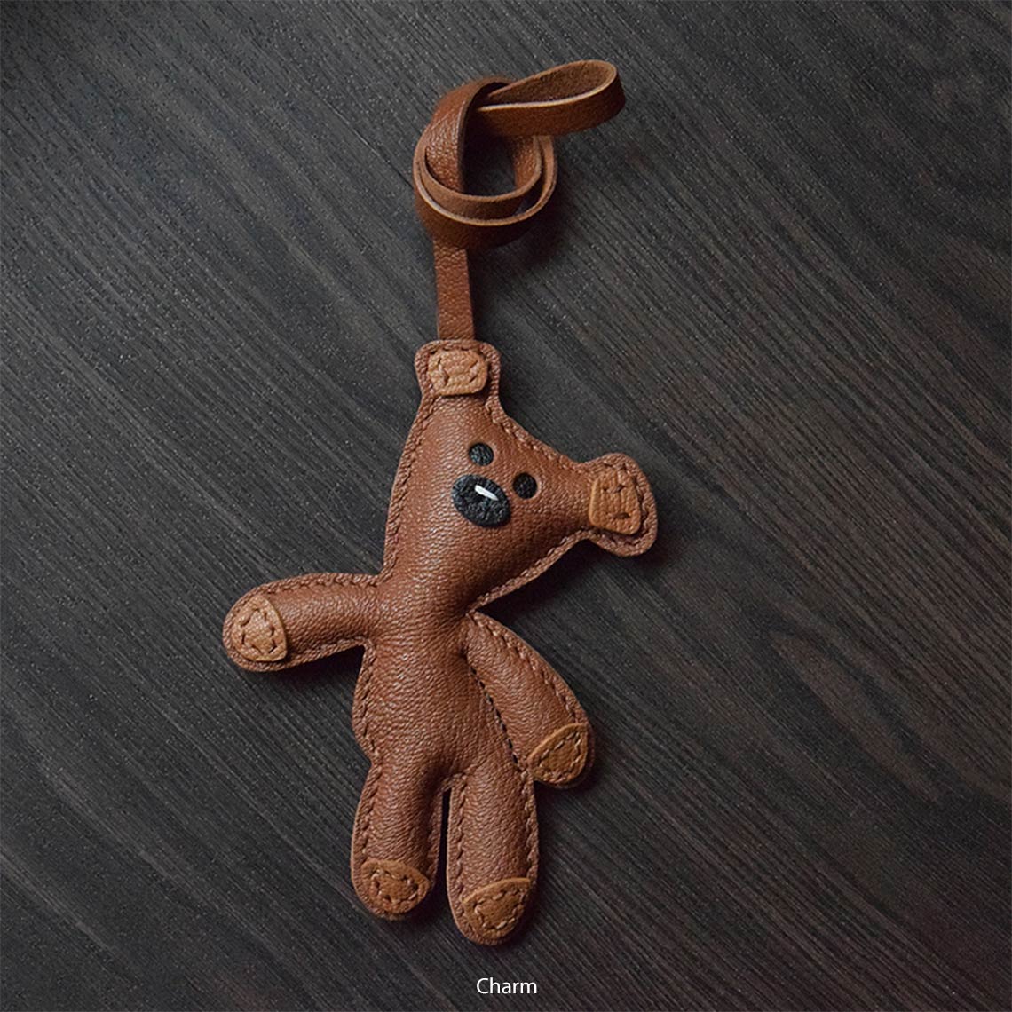 Leather Mr Bean Teddy Bear Charm DIY Kits - CUCUBIRD