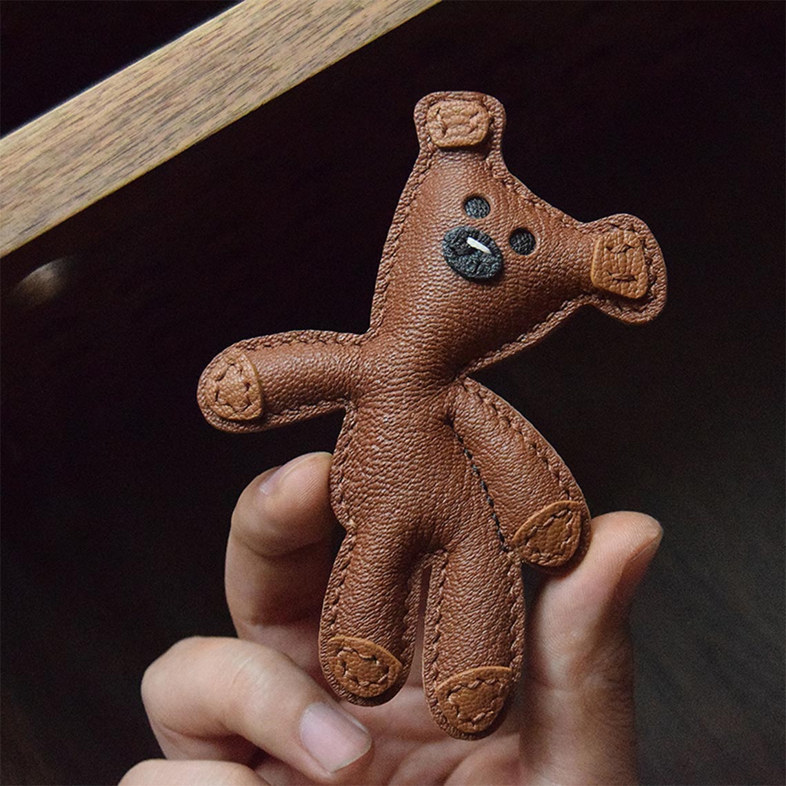 Leather Mr Bean Teddy Bear Charm DIY Kits - CUCUBIRD