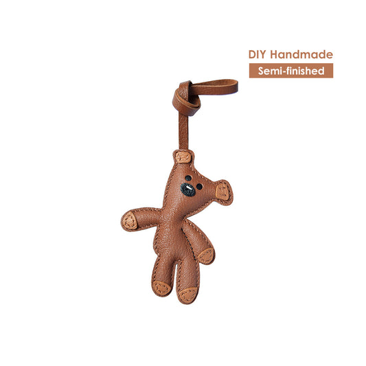 Leather Mr Bean Teddy Bear Charm DIY Kits - CUCUBIRD