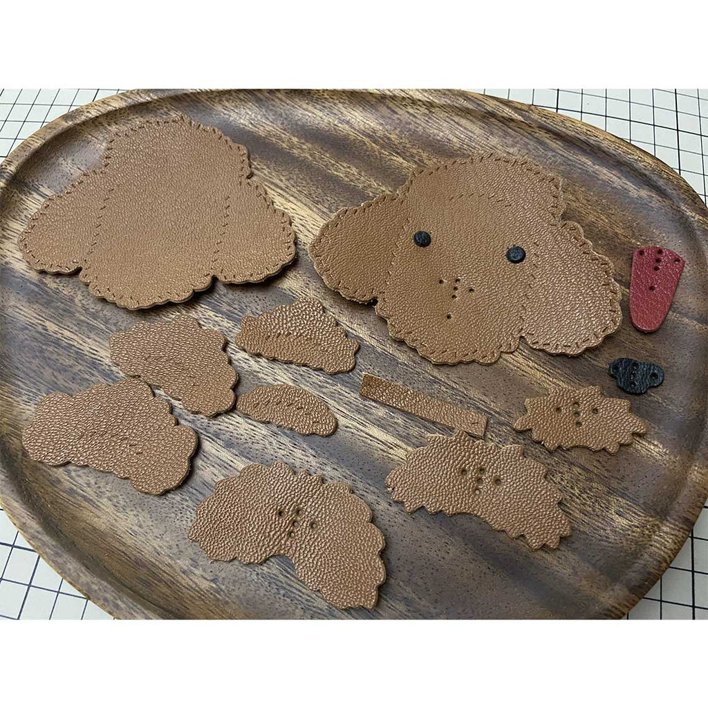 CUCUBIRD Sheep Leather Teddy Dog Keychain DIY Kits  