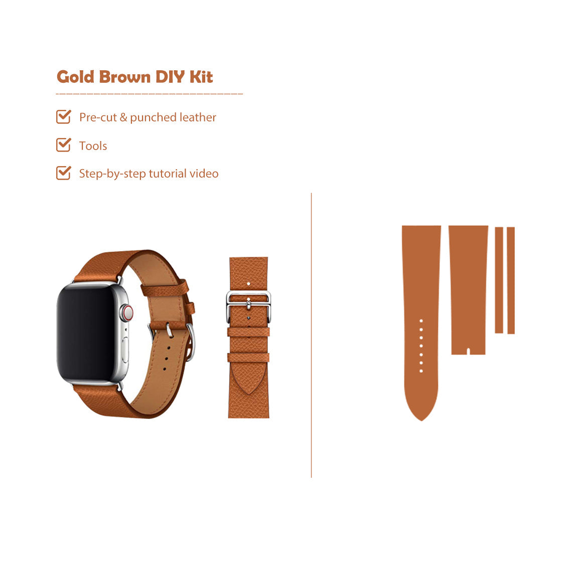 Top Grain Leather Apple Watch Band DIY Kits - CUCUBIRD