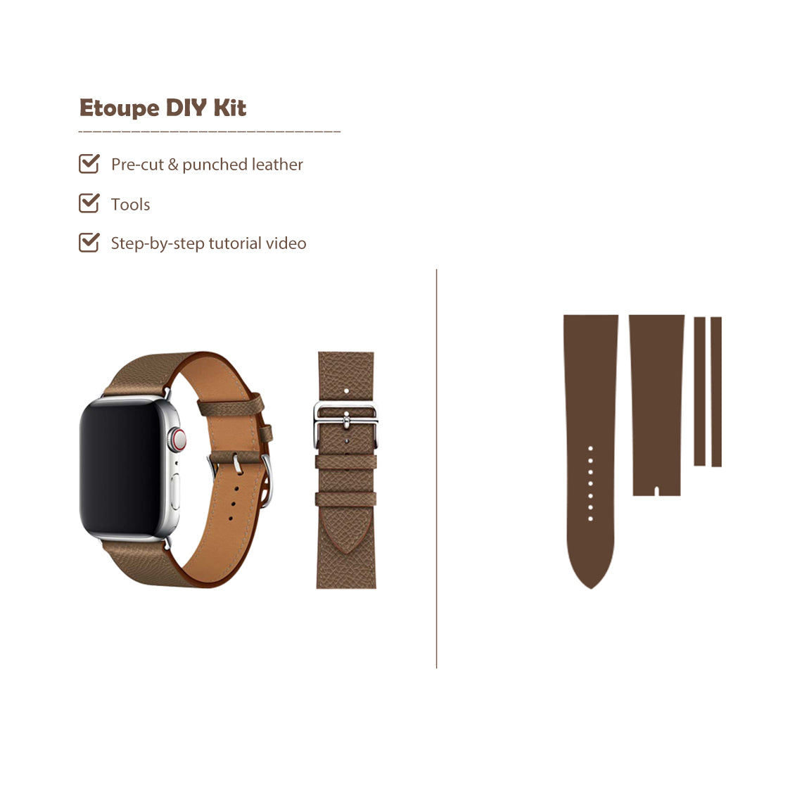 Top Grain Leather Apple Watch Band DIY Kits - CUCUBIRD