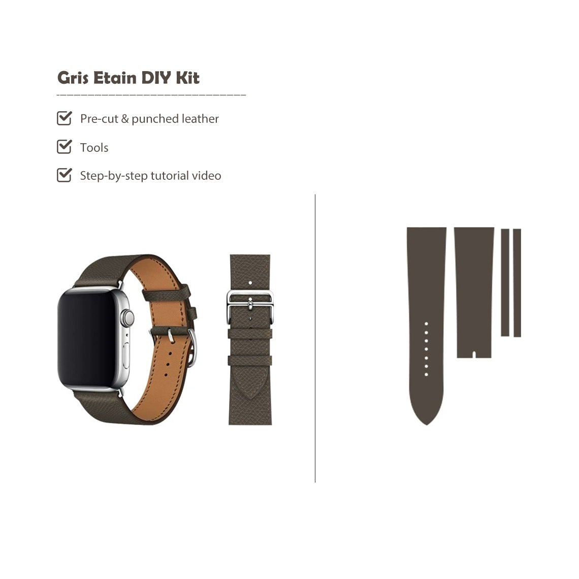 Top Grain Leather Apple Watch Band DIY Kits - CUCUBIRD