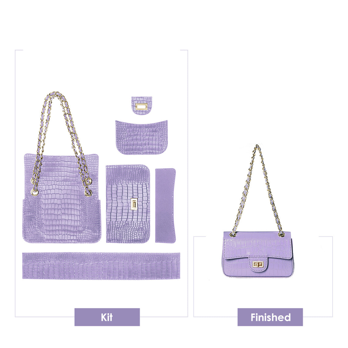 CUCUBIRD Leather Small Chain Bag DIY Kit Purple 